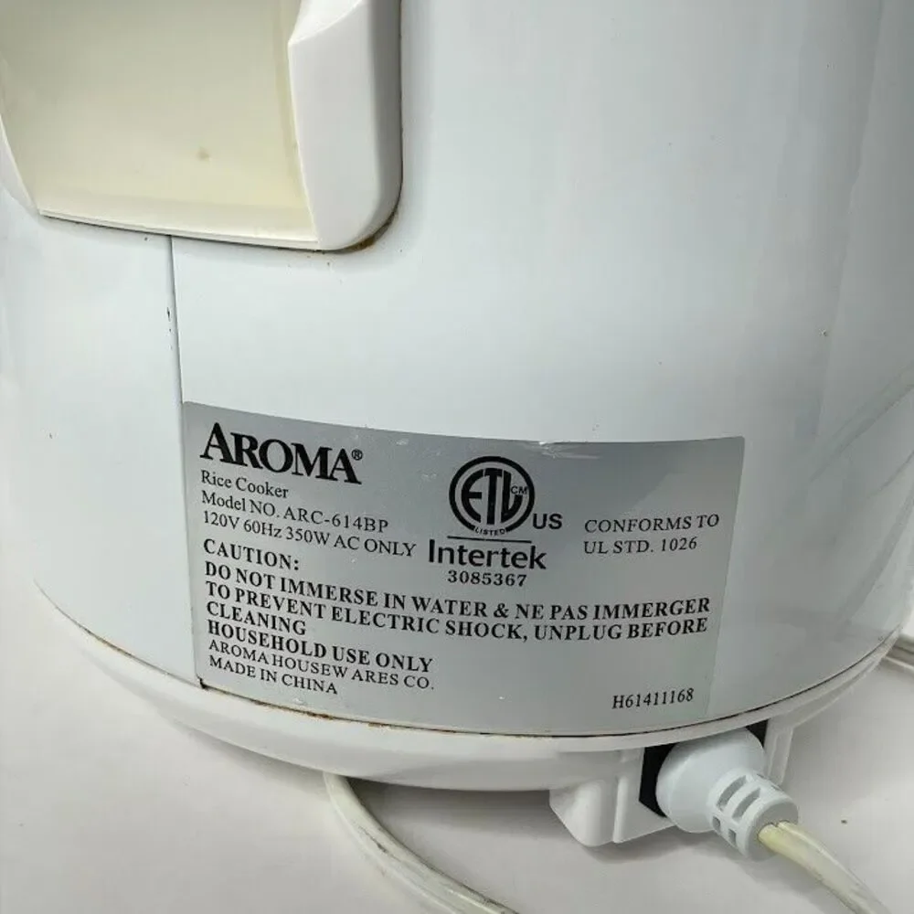 Aroma 8 Cup Cooked 2Qt  Cool Touch Rice Cooker & Food Steamer Model ARC-614BP
